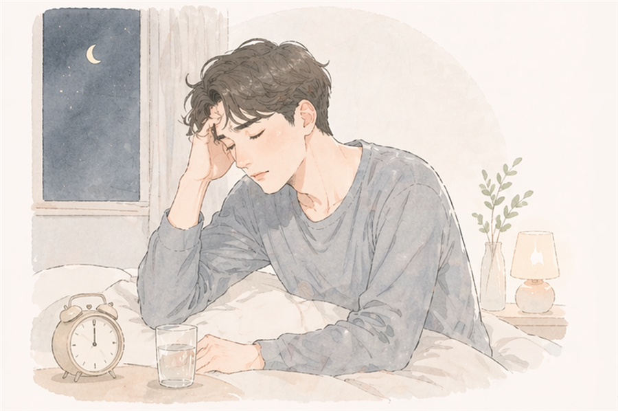 睡不好與精神疲累的情境插圖